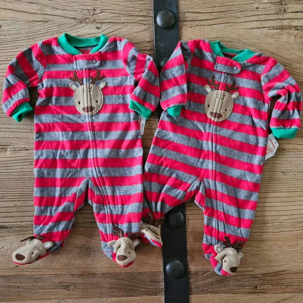 Baby Christmas Pajamas Twins Bundle 3M New